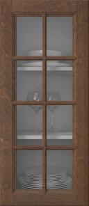 Birch door, Softline, PP23RUK, Dark brown (clear glass)