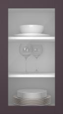 Birch door, Frame, PP60LA, Aubergine (clear glass)
