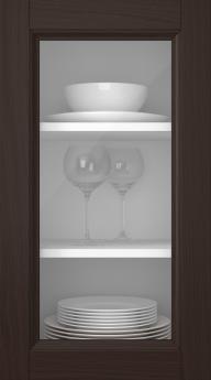 Oak door, Woody, PP25LA, Dark brown (clear glass)