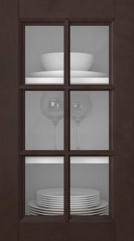 Birch door, Woody, PP25RU, Dark brown (clear glass)