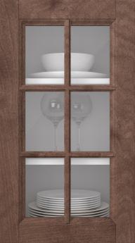 Birch door, Woody, PP25RU, Pecan (clear glass)