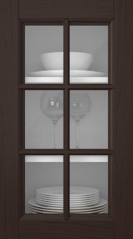 Oak door, Woody, PP25RU, Dark brown (clear glass)