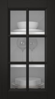 Oak door, Woody, PP25RU, Black (clear glass)