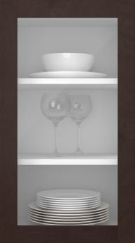 Birch door, Frame, PP60LA, Dark brown (clear glass)