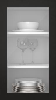 Birch door, Frame, PP60LA, Black (clear glass)