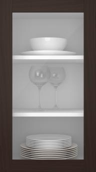 Oak door, Frame, PP60LA, Dark brown (clear glass)