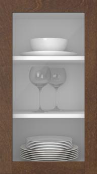Birch door, Elegant, TP60LA, Dark brown (clear glass)