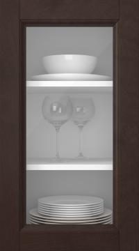 Birch door, Woody, PP25LA, Dark brown (clear glass)
