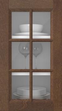 Birch door, Woody, PP25RU, Dark brown (clear glass)