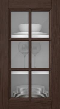 Oak door, Woody, PP25RU, Dark brown (clear glass)