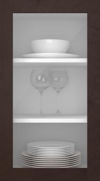 Birch door, Frame, PP60LA, Dark brown (clear glass)