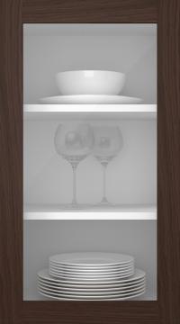 Oak door, Frame, PP60LA, Dark brown (clear glass)