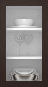 Oak door, Frame, PP60LA, Dark brown (clear glass)